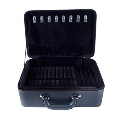 Imagem de Caixa de joias de couro, pulseira, caixa de joias com 30 compartimentos e alça de transporte, caixa organizadora de joias portátil para anel de jade jade organizador de joias (caixa de joias G) (caixa