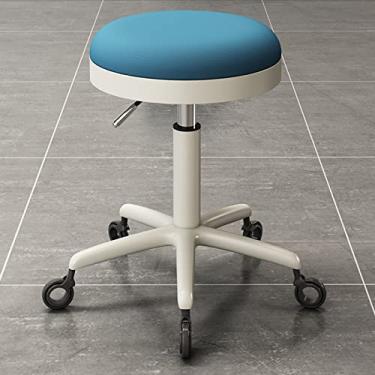 Imagem de Banqueta giratória ergonômica com 5 rodas, banco de loja, desenho, trabalho, spa, salão com rodas, cadeira de escritório