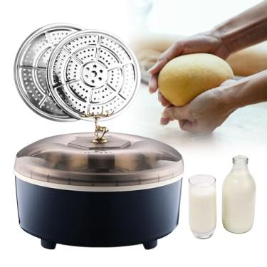 Imagem de ZDJZMGZ Máquina de fermentação de iogurte, caixa à prova de pão com 2 prateleiras redondas para vaporizador, suporta controle de temperatura e tempo, caixa de fermentação de fermentação com forro de