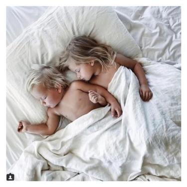 Imagem de Conjunto de capa de edredom confortável 100% linho puro cor sólida capa de colcha e fronha tamanho queen king, conjunto de cama (uma cor tamanho queen 4 peças)