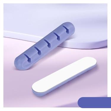 Imagem de Clipes organizadores de cabos, suporte de cabo para mesa, clipes de gerenciamento de cabos USB para cabos de alimentação, carregadores de telefone, carro, casa e escritório, roxo