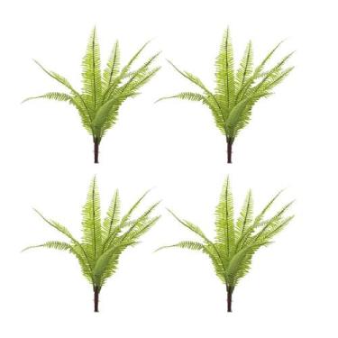 Imagem de Kit c/ 4 Ramos Samambaia Planta Artificial Permanente Flor Arte 33cm