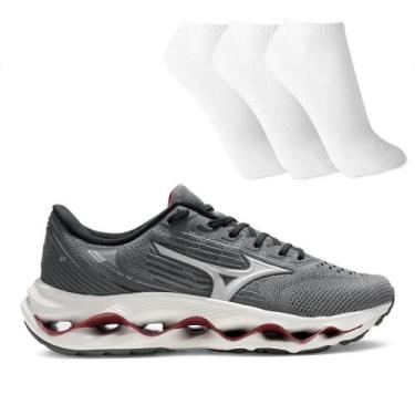 Imagem de Tênis Mizuno Wave Legend 4 Masculino + 3 Pares de Meias, 40, Chumbo, V