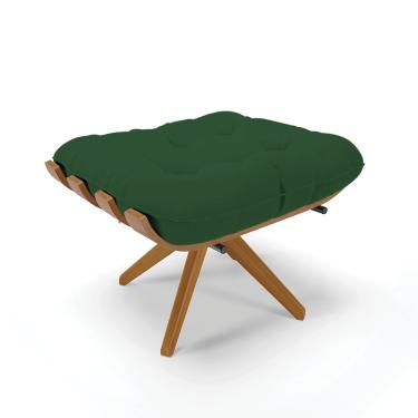 Imagem de Puff Giratório Costela Veludo Verde Base de Madeira MA30 M11 - D'Rossi