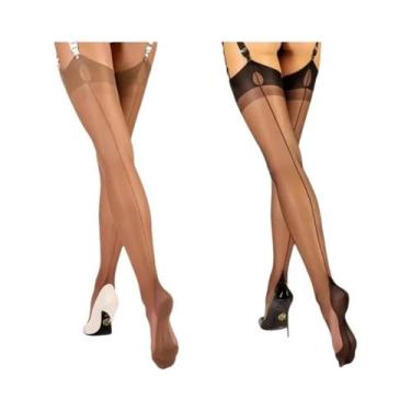 Imagem de Meias Femininas De Luxo Em Poliamida 80% Até a Coxa 8 Denier Cor Sólid