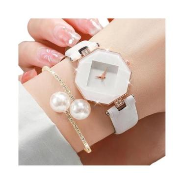 Imagem de Conjunto De Relógio De Quartzo Com Pulseira De Couro Casual Feminino C