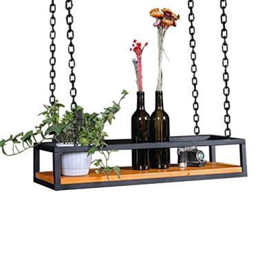 Imagem de Suporte de flores suspenso - Rack de exibição de plantas de teto, prateleira de vaso de flores para cozinha, bar, pátio e varanda - Organizador de cesta de flores de 140 x 25 x 15 cm