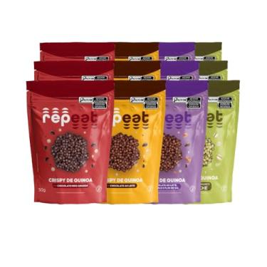 Imagem de Repeat Foods, Kit 12 Crispy Chocolate Com Quinoa Sortidos Repeat 50G