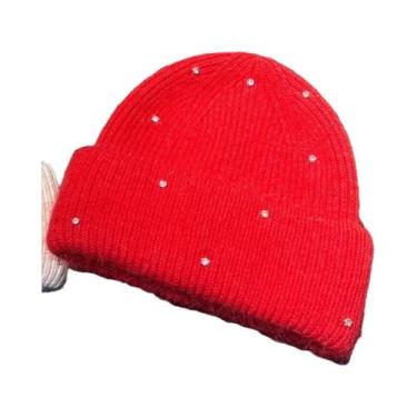 Imagem de Gorro De Inverno Quente Com Strass E Proteção De Orelha Em Pele De Coe