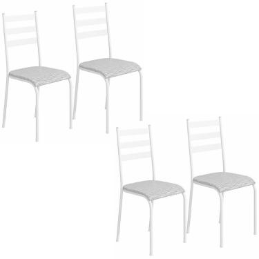 Imagem de Kit 4 Cadeiras 541 Sala Jantar Cozinha Pés Aço Tubular Cinza Branco