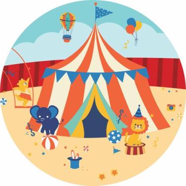 Imagem de Painel de Lona Redondo Circo e Animais No Espetáculo - Fabrika De Fest