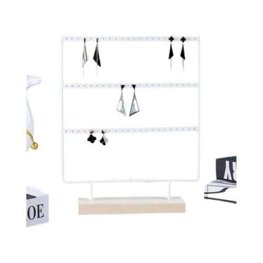 Imagem de Suporte Grande De Madeira Para Joias E Brincos Com Suporte Metálico Su