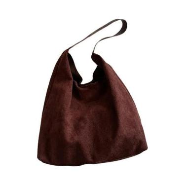 Imagem de Bolsa De Ombro Vintage Feminina De Grande Capacidade Em Suede, Cor Sól