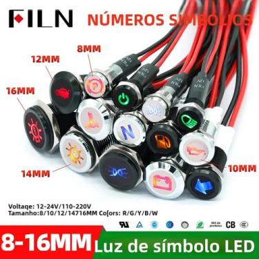 Imagem de Luz Indicadora LED De Metal Preto 12V 24V 8-16mm Para Painel De Carro 