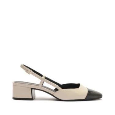 Imagem de Sapato Anacapri Slingback Salto Bloco Bege Ponta Verniz-Feminino