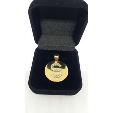 Imagem de Pingente Letra S Banhada a Ouro Zircônia Idêntica A Ouro - Joias Nobre