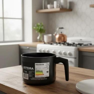 Imagem de Leiteira com Antiaderente Revestimento Cerâmico 12cm Preta - Gamma