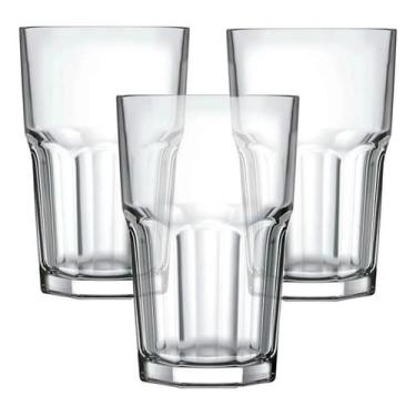 Imagem de Conjunto 3 copos de vidro transparente 350ml resistentes para bebidas 