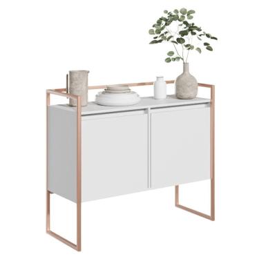 Imagem de Aparador 2 Portas Industrial Lion - Branco Cobre Branco Cobre