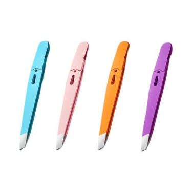 Imagem de Pinça De Sobrancelha Inclinada De Aço Inoxidável Colorida: Ferramenta 