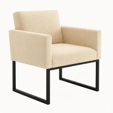 Imagem de 1 Poltrona para Recepção Lina com Base de Ferro Preto Resistente - Móv