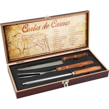 Imagem de Jogo de Utensílios Para Churrasco, em aço Inox, com 4 Peças, Vonder Os