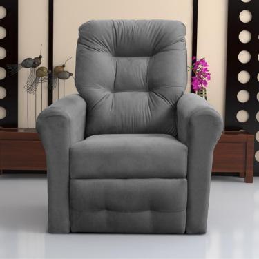 Imagem de Poltrona Para Descanso Reclinável Lima Suede Encosto Fibra Siliconada Cinza Mais de Casa