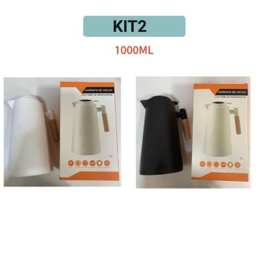 Imagem de Garrafa Térmica de Água 1 Litro com Termômetro LED para Chás e Café em Polipropileno e Vidro Preta OEM