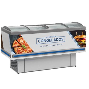 Imagem de Expositor Ilha Plus Dupla Ação Vidro Curvo Gesv190c Branco 110V Gelopar