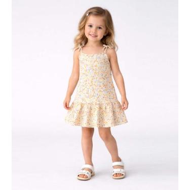 Imagem de Vestido Infantil Alça Com Laço Nas Pontas Select Amarelo, 6, Amarelo