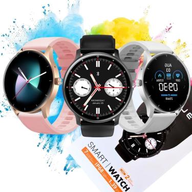 Imagem de Smart Watch Relogio Monitor Esportivo Recebe Chamadas Mensagens Assistente De Voz Tela...