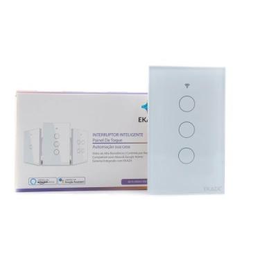Imagem de  Interruptor Inteligente WIFI Touch 3 Botoes Branco EKAZA SEM RF