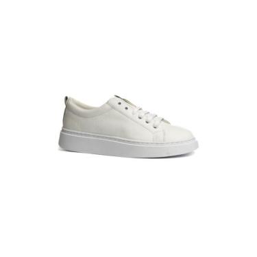 Imagem de Sapatênis Feminino AC Jeans Couro Branco com Detalhe  Plataforma Confo