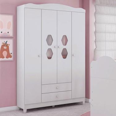 Imagem de Guarda Roupa Infantil Lolly 4 Portas Branco Móveis Estrela - Móveis Es