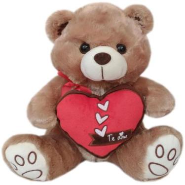 Imagem de Urso de Pelúcia Com Coração Te amo 30Cm FE7112 - Fizzy, Marrom escuro