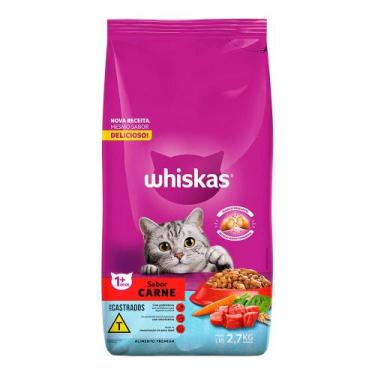Imagem de Ração Whiskas Para Gatos Castrado Sabor Carne 2.7Kg - Mars
