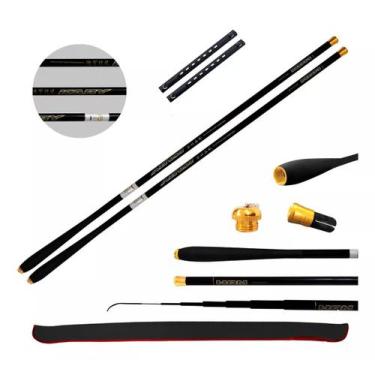 Imagem de Kit 2 Vara Pesca Telescópica Mão 4,50 5,40 Metros 100% Fibra Carbono L