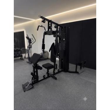 Imagem de HOME GYN Estação de Musculação Multifuncional com Leg Press, Estrutura de Aço, Polia Alta e Baixa, Banco Inclinado, 60 kg de Carga Emborrachada