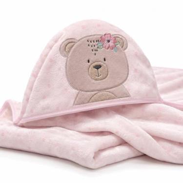 Imagem de Manta Bebê Ursa Rosa Com Capuz Papi Friends Microfibra Macia Hipoalerg
