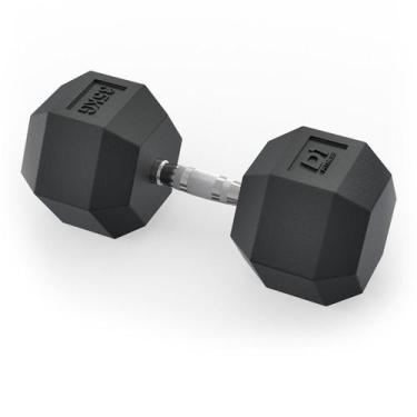 Imagem de Halter Dumbbell Sextavado Emborrachado Cromado 35kg - D1 Fitness