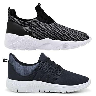 Imagem de Kit 2 Tênis Caminhada Corrida Academia Fitness Leve Macio Confortável - 43 - Preto