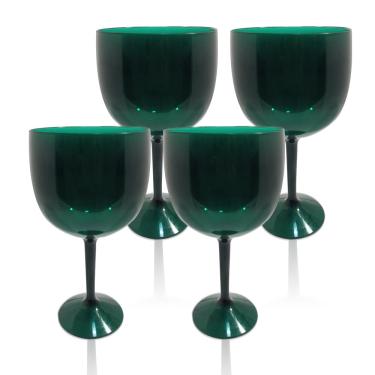 Imagem de Jogo 4 Taças para Vinho, Água e Gin Verde - 550ml - Acrílico