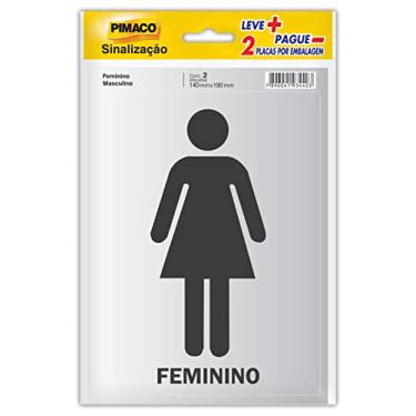 Imagem de Placa De Sinalização, Pimaco, Adesivo, Feminino e Masculino, 14x19cm