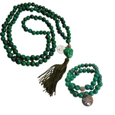 Imagem de Japamala 108 contas semente de açaí natural + Pulseira (Verde)