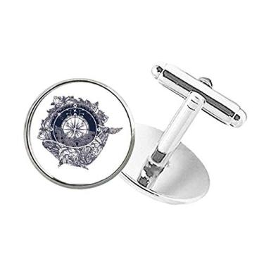 Imagem de DIYthinker Abotoaduras de botões redondos com estampa de estrelas de bússola