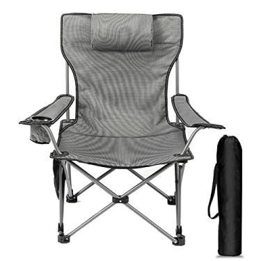 Imagem de Cadeira de acampamento dobrável suporte armação de aço para esportes ao ar livre, piquenique, festival, caminhadas, mochila com bolsa de transporte, cinza, 53 * 53 * 89 cm
