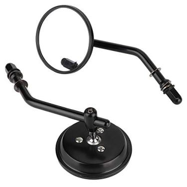 Imagem de Espelho redondo, fino acabamento para motocicleta espelhos laterais com suporte e chave hexagonal para motocicleta