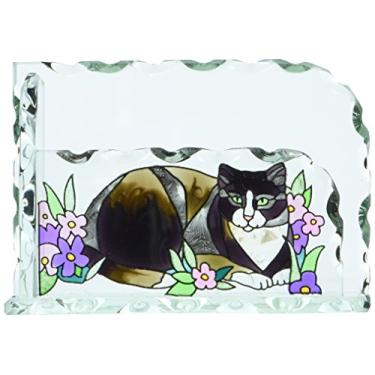 Imagem de Joan Baker Designs Porta-cartões de visita de vidro Tiffany Cat Art