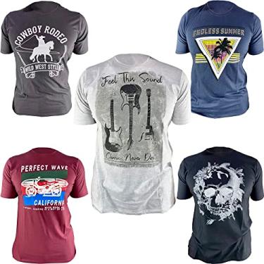 Imagem de Kit 5 Camisetas Masculinas Estampadas Diversas Estampas Tamanho:GG