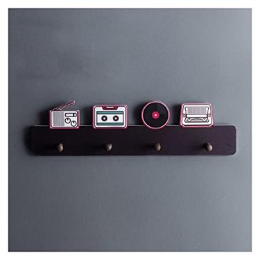 Imagem de KIZQYN Ganchos de casaco rack de casaco montado na parede decoração de parede porta-chaves quarto decoração de parede criativa para roupas chapéu jaqueta roupas cabide de parede (cor: latão)